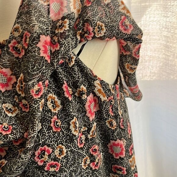 Rebecca Minkoff Ghiradelle Off Shoulder Ruffled Top Small Floral Black halter - Picture 6 of 11